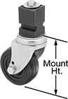 Image of Product. Swivel Casters. Front orientation. Contains Annotated. Strut Channel Framing and Fittings. Strut Channel Casters, For 1 5/8" Channel Width, Swivel Casters.