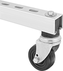 Image of ProductInUse. Front orientation. Strut Channel Framing and Fittings. Strut Channel Casters.