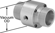 Image of Product. Front orientation. Contains Annotated. Vacuum Conveyors. Air-Powered Vacuum Conveyors for Threaded Pipe.