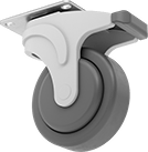 Image of Product. Swivel with Total Lock. Back orientation. Casters. Quiet-Roll Casters with Rubber Wheels, 1 Wheel, Swivel with Total Lock.