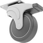 Image of Product. Swivel with Total Lock. Back orientation. Casters. Quiet-Roll Casters with Rubber Wheels, 1 Wheel, Swivel with Total Lock.