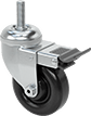 Image of Product. Back orientation. 1 Wheel. Threaded-Stem Casters with Polypropylene Wheels, Swivel with Total Lock.
