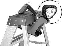 Image of Attribute. 340° Head Tilt. Front orientation. Contains Annotated. 340° Head Tilt. Pivoting-Head Flashlights.