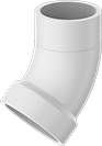 Image of Product. Front orientation. Pipe and Fittings. Drain, Waste, and Vent Standard-Wall PVC Pipe Fittings for Water, 45° Elbow Adapters, Cement Socket Female × Cement Socket Male.