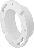 Image of Product. Flat Surface on Back. Back orientation. Pipe and Fittings. Drain, Waste, and Vent Standard-Wall PVC Pipe Flanges for Water, Flanges, Cement Socket Female, Flat Surface.