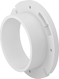 Image of Product. Front. Front orientation. Pipe and Fittings. Drain, Waste, and Vent Standard-Wall PVC Pipe Flanges for Water, Flanges, Cement Socket Female, Flat Surface.