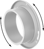 Image of Product. Front. Front orientation. Contains Annotated. Pipe and Fittings. Drain, Waste, and Vent Standard-Wall PVC Pipe Flanges for Water, Rotating Flanges, Cement Socket Female, Flat Surface.