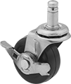Image of Product. Swivel with Grip Ring and Brake. Front orientation. Grip-Ring Stem. Friction-Grip Stem Casters with Rubber Wheels, Swivel with Brake, 1 Wheel.