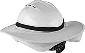 Image of ProductInUse. Sun Shield With Collapsible Neck Shade Shown Rolled Up (Hard Hat Sold Separately). Back orientation. Hard Hat Sun Shields. Collapsible Neck Shade.