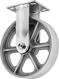 Image of Product. Rigid. Front orientation. Rigid. High-Capacity Spartan Casters with Metal Wheels.