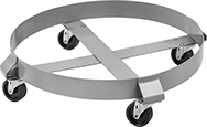 Image of Product. Style F. Front orientation. Drum Dollies. Stable-Ride Drum Dollies, Powder-Coated Steel Body, Smooth Platform—Lipped, Style F.