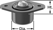 Image of Product. Front orientation. Contains Annotated. Ball Transfers. Heavy Duty Recessed Flange-Mount Ball Transfers, Style B.