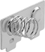 Image of Product. Button/Left-Spring Contact with Solder Tab for 2 Batteries. Front orientation. Battery Contacts. For 2 Batteries, Button/Left-Spring Contact with Solder Tab.