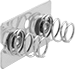 Image of Product. Spring Contact for 2 Batteries. Front orientation. Battery Contacts. For 2 Batteries, Spring Contact.