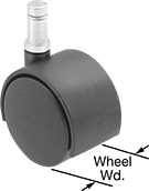 Image of Product. Swivel with Grip Ring and Plastic Hood. Front orientation. Contains Annotated. Hard. Light Duty Furniture Friction-Grip Stem Casters with Nylon Wheels, Grip-Ring Stem, Swivel, Plastic Hood.