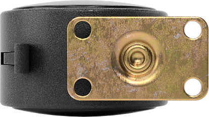 Image of Product. Top orientation. Light Duty Furniture Swivel Caster, with Brake, 2-3/8" x 1-7/8" Nylon Wheel, 2" x 1-3/16" Plate.