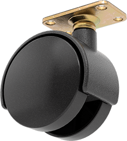 Image of Product. Front orientation. Light Duty Furniture Swivel Caster, with Brake, 2-3/8" x 1-7/8" Nylon Wheel, 2" x 1-3/16" Plate.