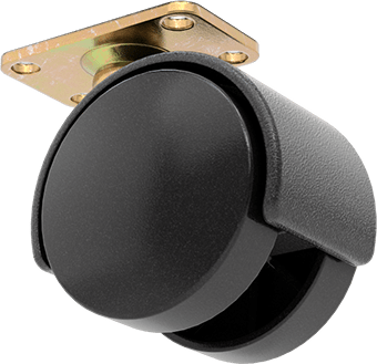Image of Product. Back orientation. Light Duty Furniture Swivel Caster, 2" x 1-7/8" Nylon Wheel, 2" x 1-3/16" Plate.