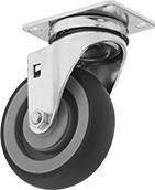 Image of Product. Swivel. Front orientation. Casters. Cardinal Casters with Rubber Wheels, 1 Wheel, Swivel.