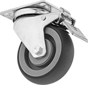 Image of Product. Swivel with Total Lock. Front orientation. Casters. Cardinal Casters with Rubber Wheels, 1 Wheel, Swivel with Total Lock.