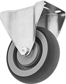 Image of Product. Rigid. Front orientation. Casters. Cardinal Casters with Rubber Wheels, 1 Wheel, Rigid.