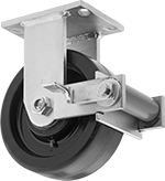 Image of Product. Rigid with Brake. Front orientation. 1 Wheel. Extra-High-Capacity Viking Casters with Phenolic Wheels, Rigid with Brake.
