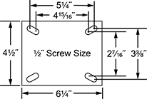 Image of Specification. Swivel Mounting Plate. Front orientation. Contains Annotated. Swivel. Extra-High-Capacity Viking Casters with Phenolic Wheels.