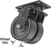 Image of Product. Dual-Wheel Swivel. Front orientation. Contains Annotated. Casters. Extra-High-Capacity Compact Alliance Casters with Polyurethane Wheels, 2 Wheels, Swivel.