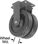 Image of Product. Dual-Wheel Rigid. Front orientation. Contains Annotated. Casters. Extra-High-Capacity Compact Alliance Casters with Phenolic Wheels, 2 Wheels, Rigid.