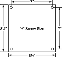 Image of Specification. Front orientation. Contains Annotated. For 5/8" Screws. Extra-High-Capacity Colossus Casters with Phenolic Wheels.