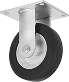 Image of Product. Rigid. Front orientation. Casters. Hollow-Tread Flat-Free Casters with Rubber Wheels, 1 Wheel, Rigid.