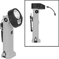 Image of ProductInUse. Style B. Front orientation. Contains Annotated, Inset. Style B. Hazardous Location Pivoting-Head Flashlights.