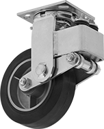 Image of Product. Swivel. Front orientation. Casters. Shock-Absorbing Casters with Rubber Wheels, 1 Wheel, Swivel.