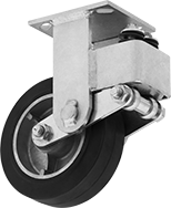 Image of Product. Rigid. Front orientation. Casters. Shock-Absorbing Casters with Rubber Wheels, 1 Wheel, Rigid.