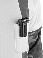 Image of ProductInUse. Style D. Front orientation. Style D. Clip-On Miniature Flashlights.
