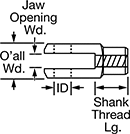 Image of Attribute. Front orientation. Contains Annotated. Chemical-Resistant Clevis Rod Ends.