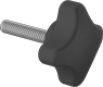 Image of Product. Style 5. Front orientation. Four-Arm Grip. Comfort-Grip Threaded-Stud Knobs, Style 5.