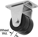 Image of Product. Dual-Wheel Rigid. Front orientation. Contains Annotated. 2 Wheels. Cart-King Casters with Polyurethane Wheels, Rigid.