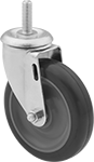 Image of Product. Front orientation. Casters. Threaded-Stem Casters with Polyurethane Wheels, Swivel.