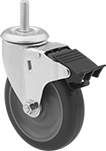Image of Product. Front orientation. Casters. Threaded-Stem Casters with Polyurethane Wheels, Swivel with Total Lock.
