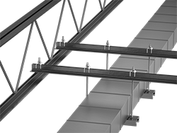 Image of System. Front orientation. Beam Clamps. Angle Iron Beam Clamps for Threaded Rods.