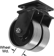 Image of Product. Dual-Wheel Swivel. Front orientation. Contains Annotated. 2 Wheels. Extra-High-Capacity Hercules Casters with Metal Wheels, Swivel.
