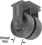 Image of Product. Dual-Wheel Rigid. Front orientation. Contains Annotated. 2 Wheels. Extra-High-Capacity Hercules Casters with Polyurethane Wheels, Rigid.