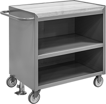 Image of Product. Steel Cart with Maple Top Shelf. Front orientation. Oil-Coated Maple Shelf. Partially-Enclosed Carts.