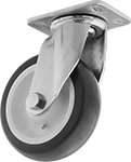 Image of Product. Swivel with Rounded Tread. Front orientation. Round Tread. High-Capacity Easy-Turn Casters with Polyurethane Wheels, Swivel.