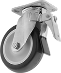 Image of Product. Swivel with Brake and Rounded Tread. Front orientation. Swivel Casters. High-Capacity Easy-Turn Casters with Polyurethane Wheels, Wheel Brake, Round Tread.