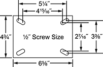 Image of Specification. Front orientation. Contains Annotated. Mounting Plate Style 2 . High-Capacity Easy-Turn Casters with Polyurethane Wheels.