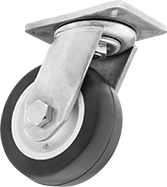 Image of Product. Swivel. Front orientation. Casters. Extra-High-Capacity Husky Casters with Polyurethane Wheels, 1 Wheel, Swivel.