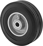 Image of Product. Front orientation. Wheels. Solid-Tread Flat-Free Wheels , Rubber Tread on Aluminum Core.