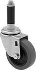Image of Product. Swivel with Expanding Sleeve. Front orientation. Expanding-Sleeve Stem. Friction-Grip Stem Casters with Rubber Wheels, Swivel, 1 Wheel.